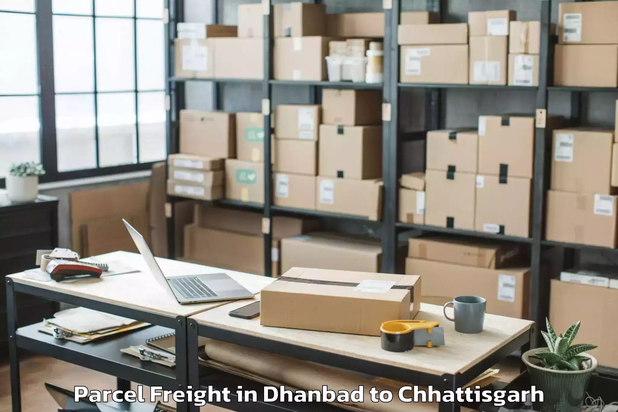 Book Dhanbad to Abhilashi University Raipur Parcel Freight Online